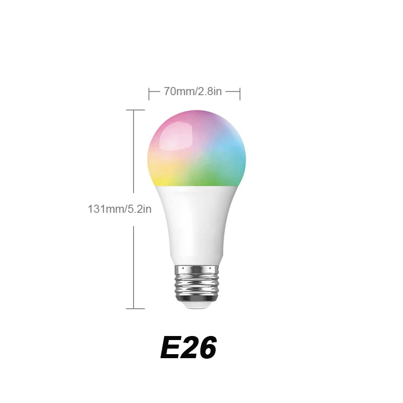 E26 Base E27 B22 Wifi умный светодиодный светильник 7 Вт/9 Вт предупреждающий свет или белый свет затемняемый Светодиодный светильник приложение управление работа с Alexa Google Assistant - Испускаемый цвет: E26 Base