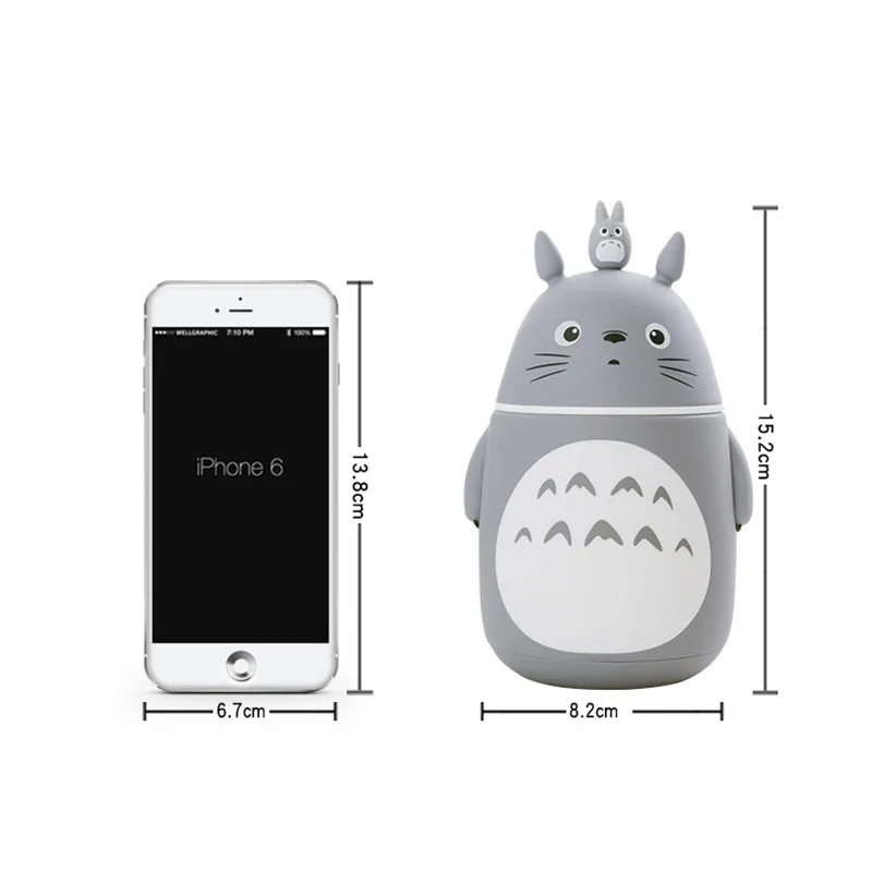 

Cute Cartoon Totoro Thermos Bottle Portable Double Layer Travel Mug Heat-resisting Glass Water Bottle Drinking Vacuum Flasks