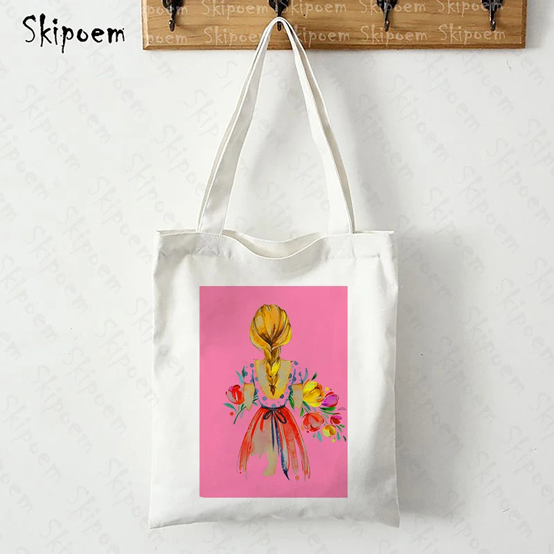 

Холщовая Сумка для девочек, с изображением цветов из мультфильмов, s, новинка 2021, винтажная сумка через плечо, готика, Харадзюку, кавайные сум...