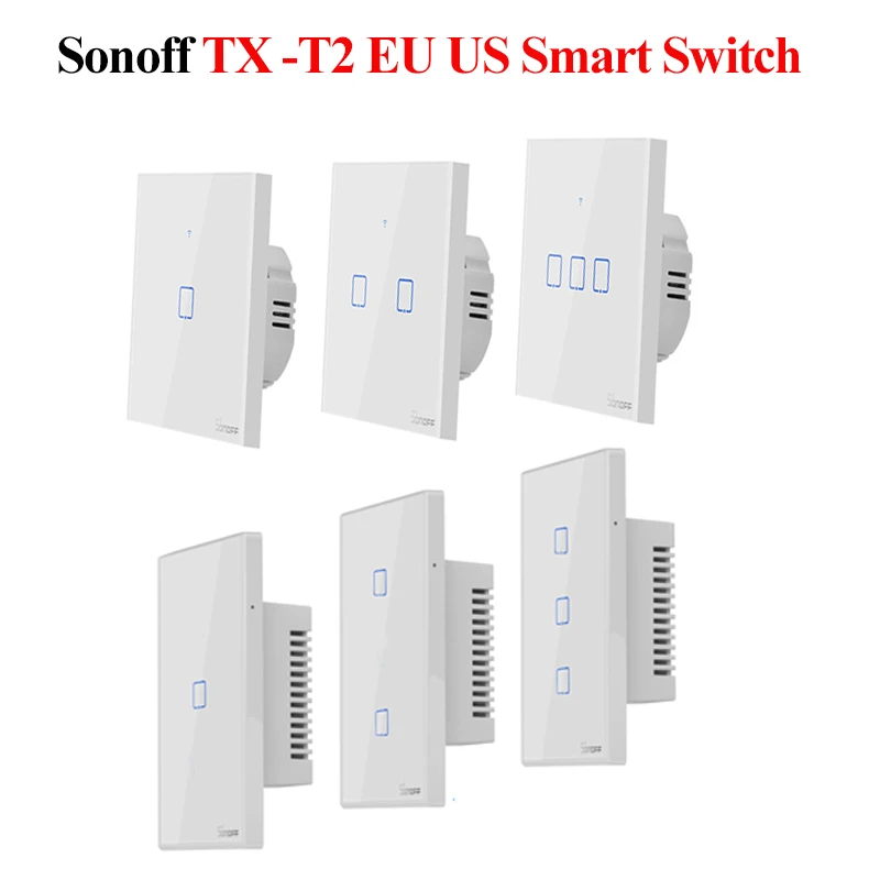 Sonoff TX T2 ЕС США Wifi умный настенный переключатель умный дом дистанционное управление таймер переключатель со стеклянной панелью работа с Alexa Google Home