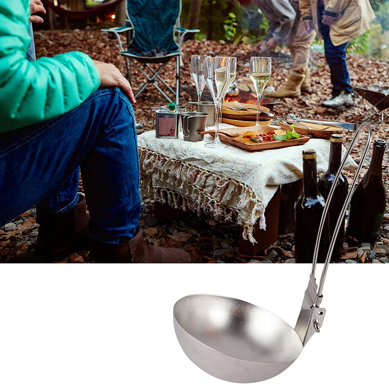 Camping Cooking Utensils Camp Folding Kitchen Stainless Steel Skimmer Slotted Spoon Baking Tableware | Спорт и развлечения