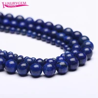 high quality natural lapis stone smooth round loose spacer beads 4681012mm diy jewelry accessories 38cm sk120