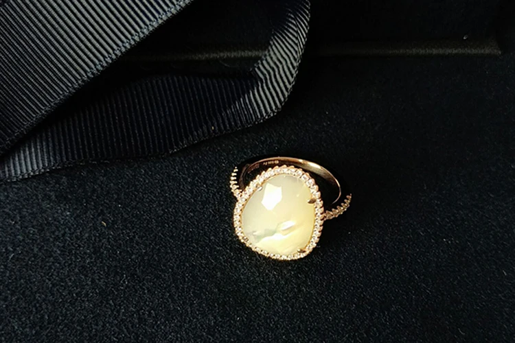 Люксовый бренд белого перламутра кольцо из розового золота Цвет Перламутр