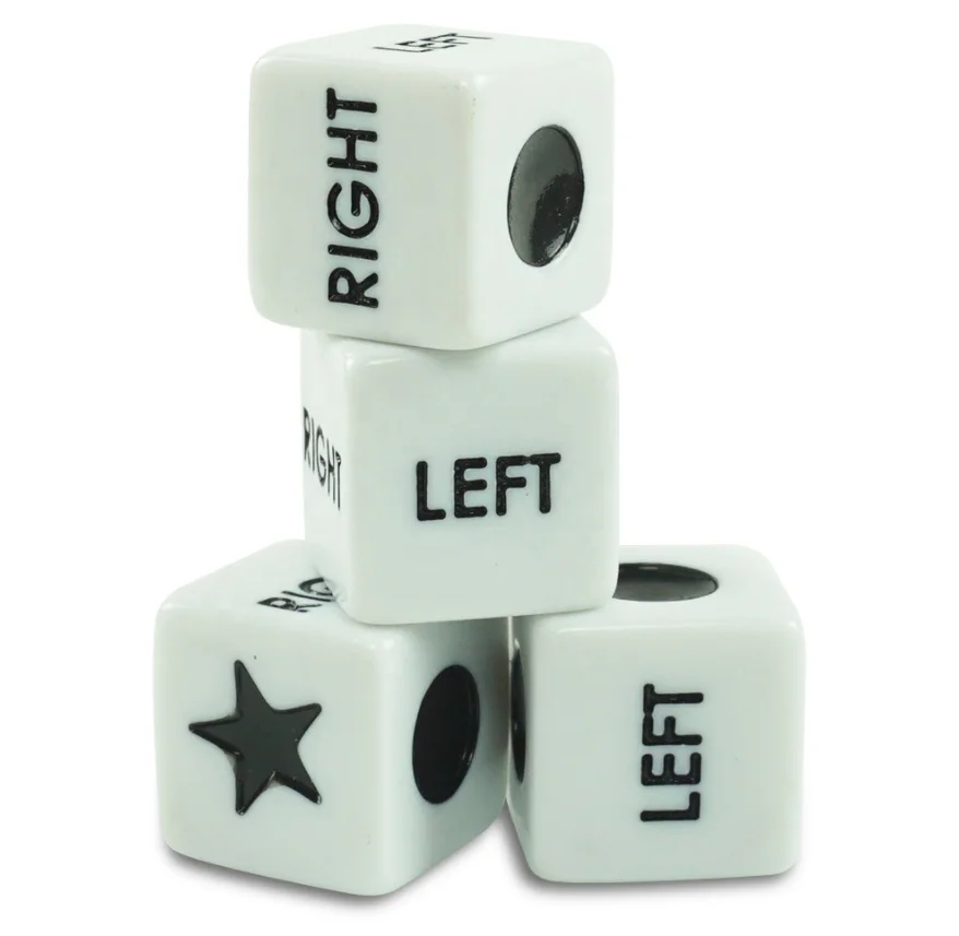 

6PCS 16mm D6 Resin Pearl White Dice Right Left Round Star Shape Pattern Game Toys For Board Game and Other Games Accessories