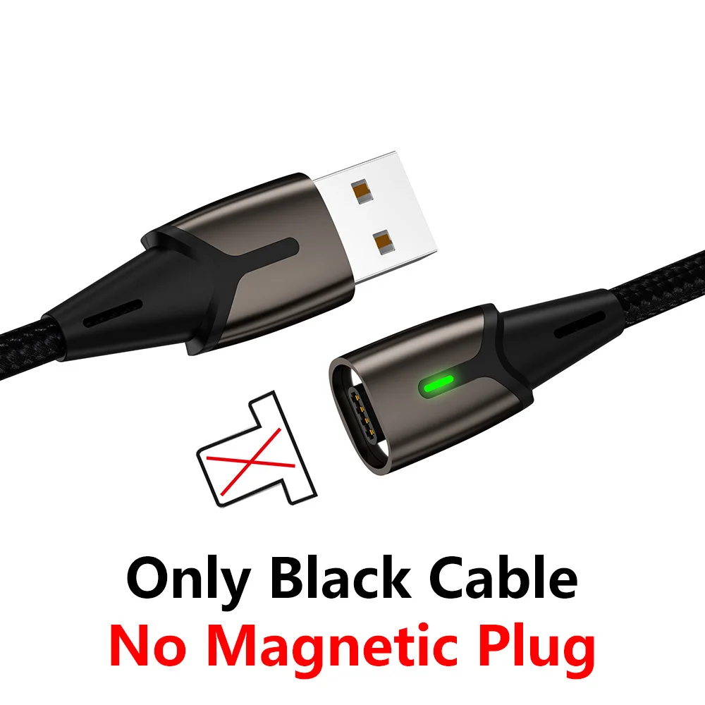Only Cable Black Магнитный зарядный кабель Micro Usb MANTIS 3m 2m 1m для Iphone samsung светодиодный магнитный кабель синхронизации данных 3A кабель быстрой зарядки type C - Цвет: Only Cable Black