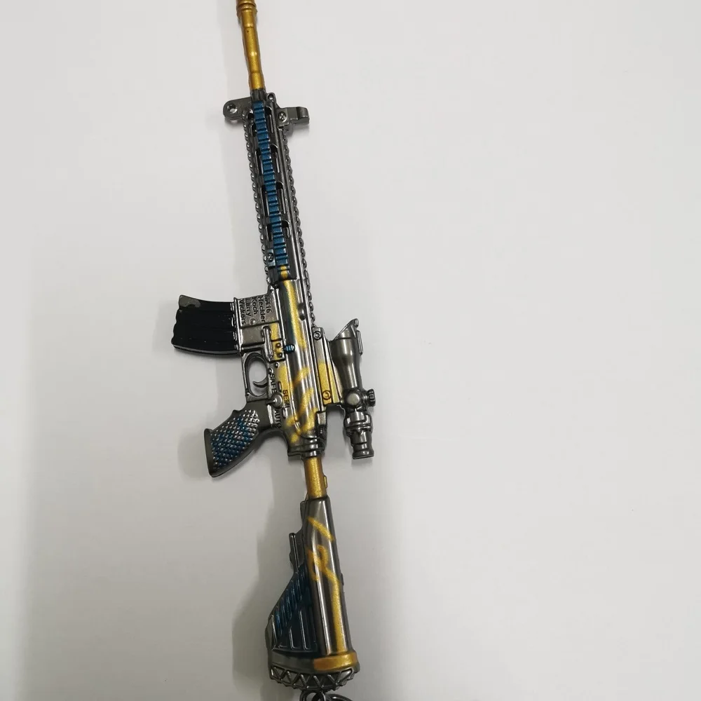 HJ1 17cm Брелок с рисунком из игры 17 см пистолет 10 моделей SCAR Battle Royale брелок Металлический брелок Chveiro llavero Porte Clef AK47 Pubg оружие - Цвет: HJ1 17cm
