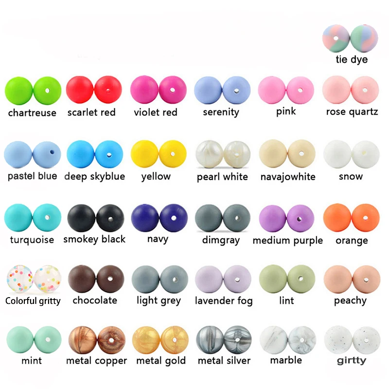 LOFCA-Cuentas de silicona para morder, cuentas sueltas de 9mm, sin BPA, Grado Alimenticio, mordedor para beb&eacute;, fabricaci&oacute;n de collares de joyer&iacute;a DIY, 100 unids/lote-1