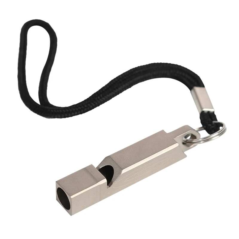 

Double Pipe Whistle Titanium Alloy Mini Portable 150db High Decibel Outdoor Camping Hiking Survival Double-Frequency Emergency