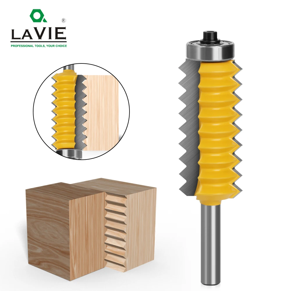 LAVIE-broca de enrutador con junta de dedo, cortador de fresado con punta en V para madera, cono de espiga, 8mm, 1 unidad