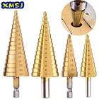 4-12 4-20 4-32 ступенчатое сверло из быстрорежущей стали с титановым покрытием сверлильные электроинструменты металлическое высокоскоростное стальное сверло для отверстий по дереву конусное сверло