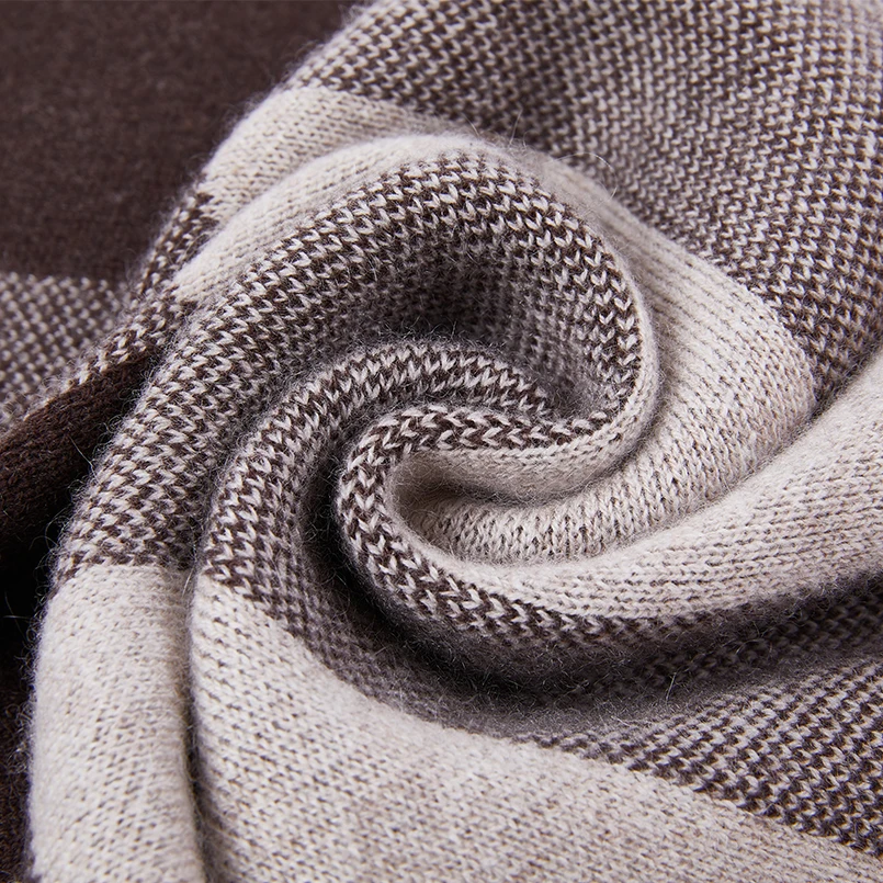 NEW Fashion Men Scarfs Lattice Striped Wool Scarf Black Khaki Winter Man Cashmere Scarf Business Casual Gift Scarf High Quality