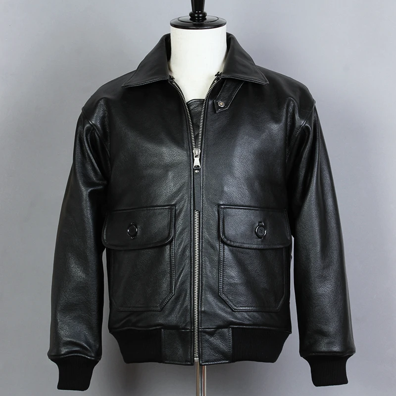 

AVIREX FLY Motorcycle Biker Genuine Leather Men Cowskin Air force Flight Jackets G1 Fur collar Bomber Jacket Winter Coat