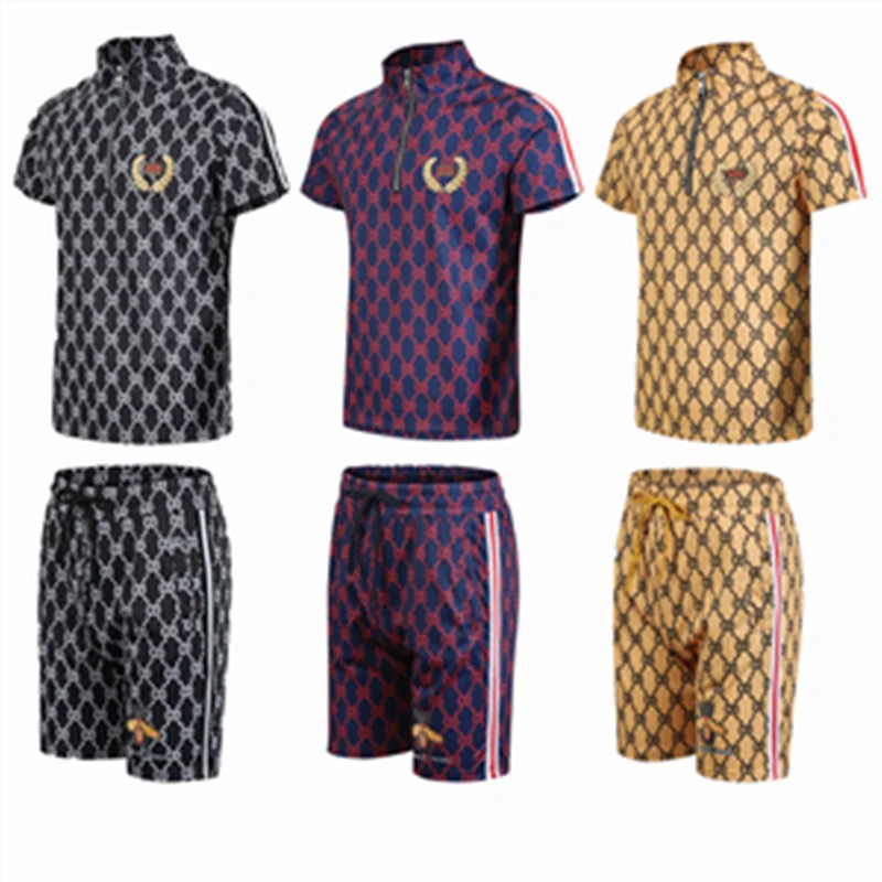 

New European And American Summer Men's Suit 3D Printed Short SleeveJacket +Fashion Shorts Self Cultivation Ventilation Men Suit