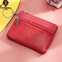 humerpaul cowhide leather coin purse women small luxury wallets card holder mini zipper money bags for childrens key holder