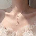 Женское ожерелье из серебра 925 пробы, с кисточкой и розовой клубничкой