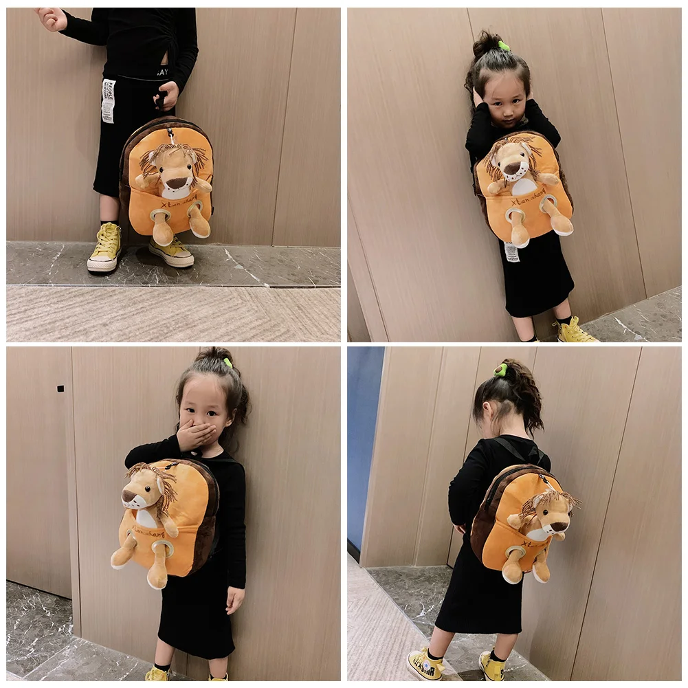 Lovely Animal Plush Shoulder Bag Toddler BackpackLion Flamingo Tiger Giraffe Cartoon Travel School Gifts For Boys Girls | Дом и сад
