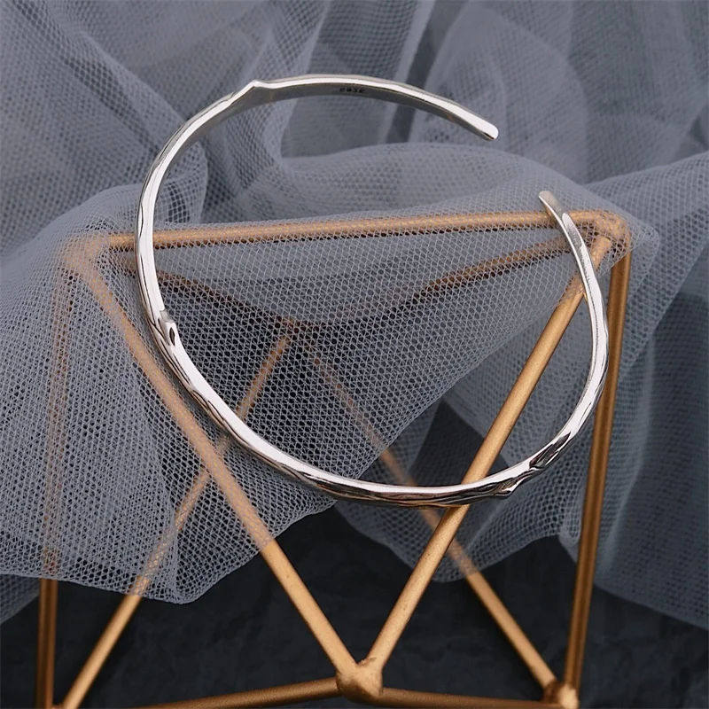 QMCOCO 925 Silver 2021 New Style Bangles Vintage Punk Opening Adjustable Geometry Trend Simple INS Man Woman Hand accessories | Украшения и
