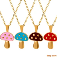 2021 vintage mushroom pendant necklace for women cute korean fashion colorful mushroom pendants collar collier y2k accessories