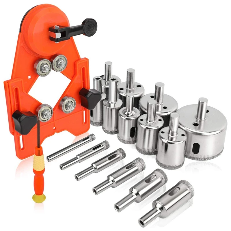 

15 PCS Diamond Hole Saw Kit with Drill Guide From 6mm-50mm for Ceramic,Glass,Porcelain,Marble
