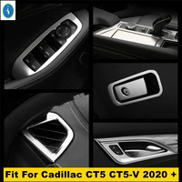 silver interior refit kit glass lift button door bowl gear box air ac glove box cover trim for cadillac ct5 ct5 v 2020 2022