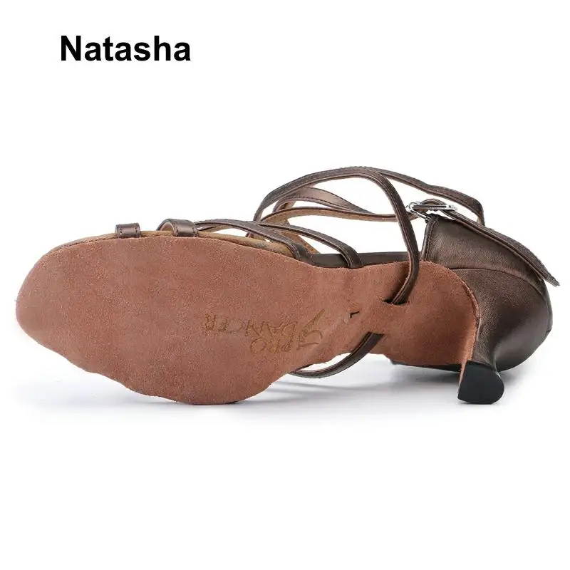 Женская обувь для бальных танцев Natasha латинских коричневая замшевая на высоком