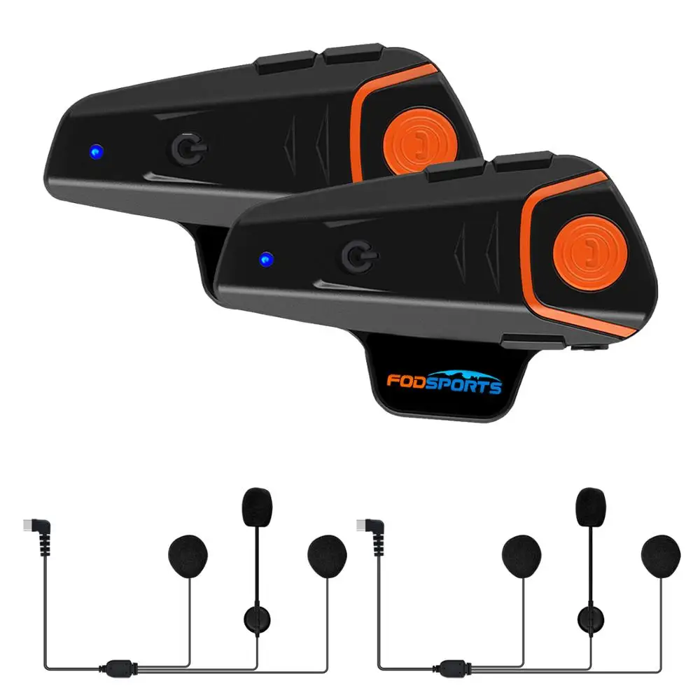 2 hard microphone Fodsports BT-S2 Pro moto rcycle Интерком 1000 м Мото шлем гарнитура Водонепроницаемый IPX6 BT Interphone FM интерфейс тип-c - Цвет: 2 hard microphone