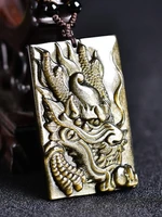 natural golden obsidian chinese dragon necklace pendant hand carved golden dragon gemstone necklace mens lucky amulet pendant