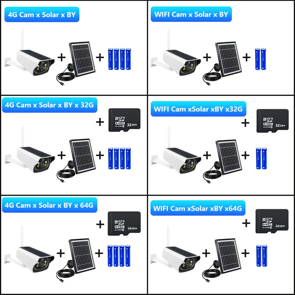 

4G Security Camera With SIM Card Slot Built-in Rechargeable Battery Outdoor Wireless WIFI Camera External 3.3W Solar Panel