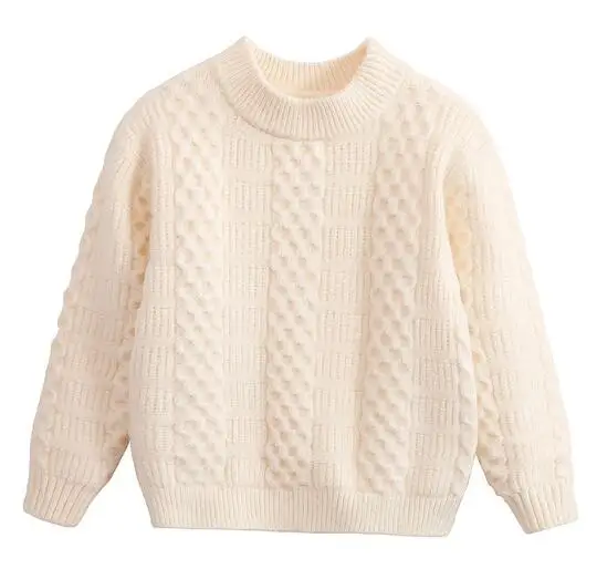 

New kids round neck knitting plush vest warm sweater grils white tops