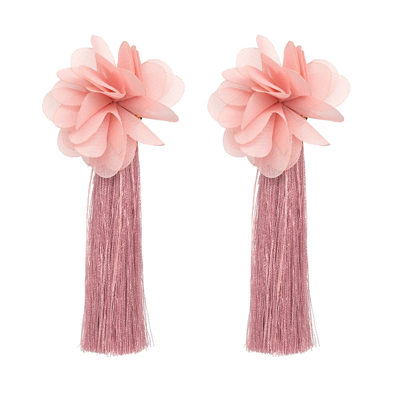 

Trendy 2021 Summer Colorful Tassel Drop Long Earrings Bohemia Flower Earrings Women Jewelry for Wedding Party