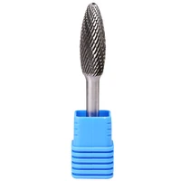 sh 5 tungsten carbide burr rotary file flame shape double cut with 6mm shank for die grinder drill bit