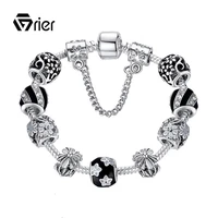 grier charm black bracelet bangle with chrysanthemum for women wedding vintage girl jewelry