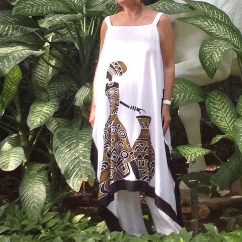 

Spring Fashion Batwing Sleeve Women Beach Dresses Elegant Off Shoulder Irregular Dress Summer Vintage Pattern Slash Neck Dress