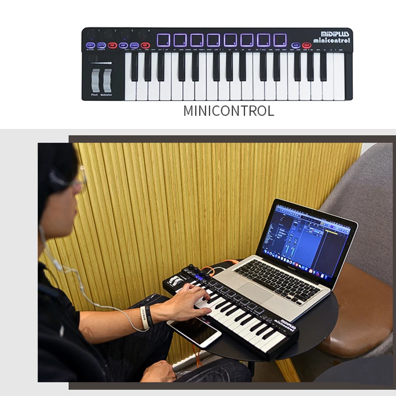 MiDiPLUS AKM320 37 Key Mobile Portable Mini Pad Electro-sound Arranger MIDI Keyboard Compatible with Android/IOS/PC Drive-free enlarge