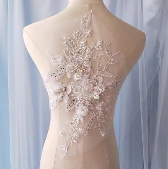 Кружевная аппликация с 3D цветами королевский синий темно цвет высокая изящная