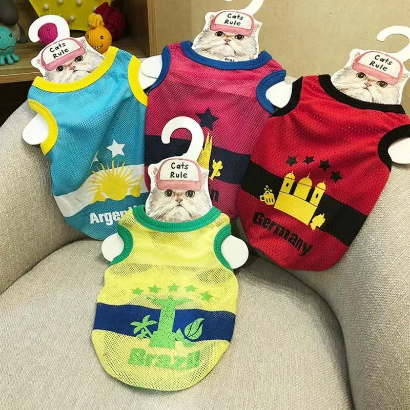 Новинка одежда для домашних животных с рисунком жилет из чистого хлопка