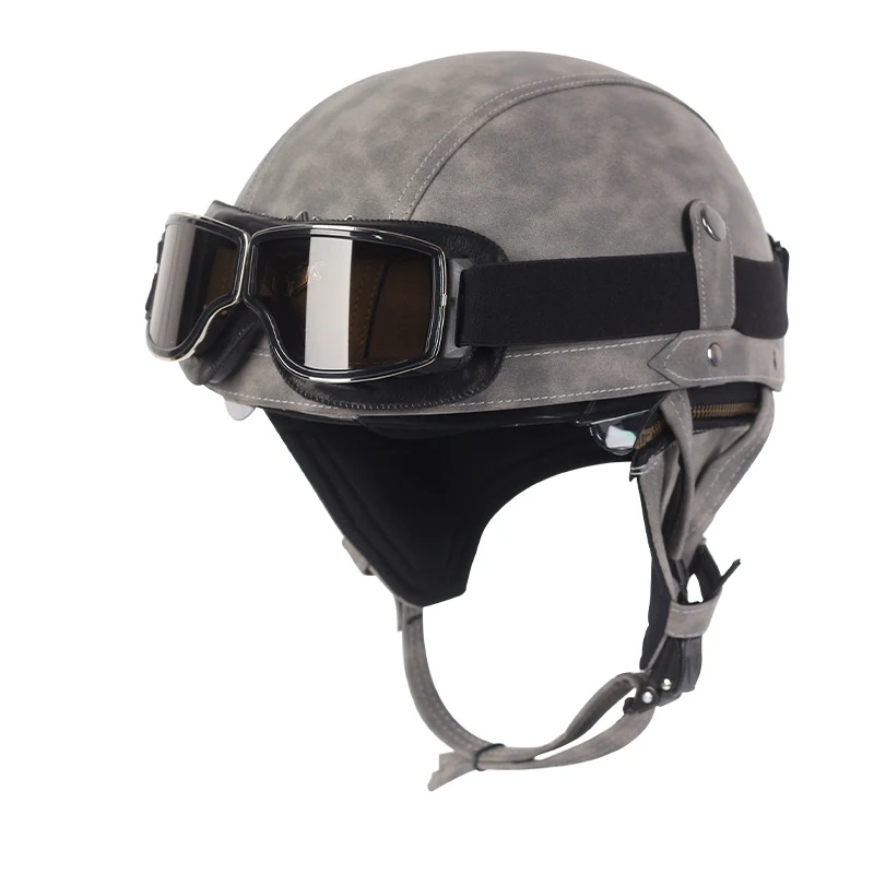 2021 полулицевой мотоциклетный шлем кожаный винтажный Casco полушлем с открытым