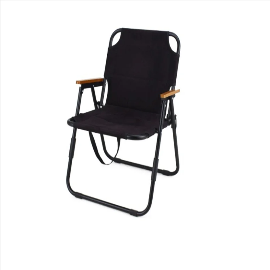 Tube casual camping beach outdoor folding chair wooden armrest suede barbecue folding chair