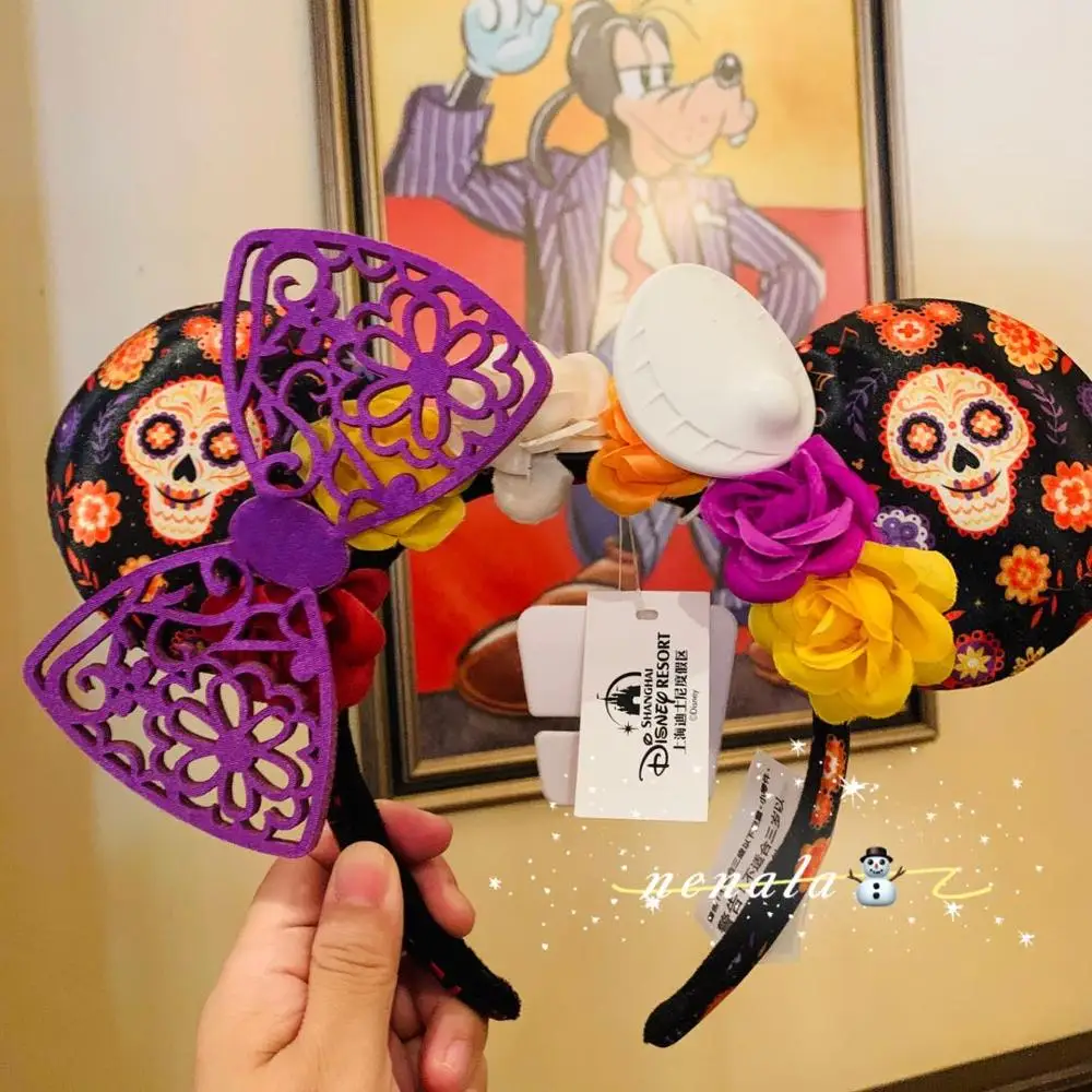 

Disney Parks Coco Dia de Los Muertos Halloween Minnie Ears Floral Headband New
