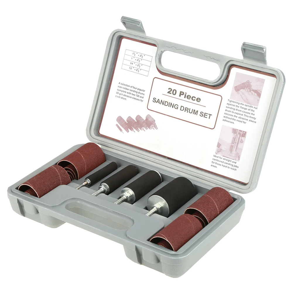 20pcs Spindle Sanding Drum Sander Tool Kit Set with Case for Drill Press | Инструменты