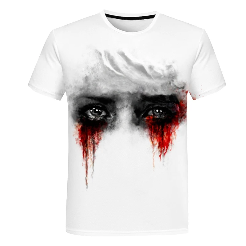

Harajuk 3D T shirt Men O collar Tshirt Red blood Fashion Tee Hip hop terror Mens Clothing Summer Casual Short Sleeve