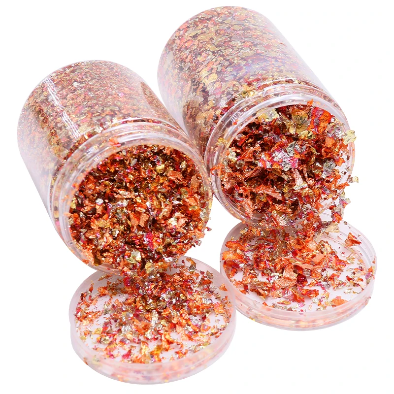 

Hot Gold Leaf Flakes For Gliding Arts Crafts Nail Decorations Painting Gold Foil Fragments Pieces Craft Colorful leaves flakes