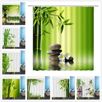 zen shower curtains green bamboo leaves orchid stone desert 3d print bathroom home decor waterproof polyester cloth curtain