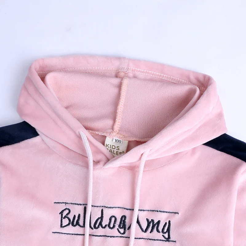 Детская одежда осень-зима Модный свитшот для маленьких девочек + бархатные брюки