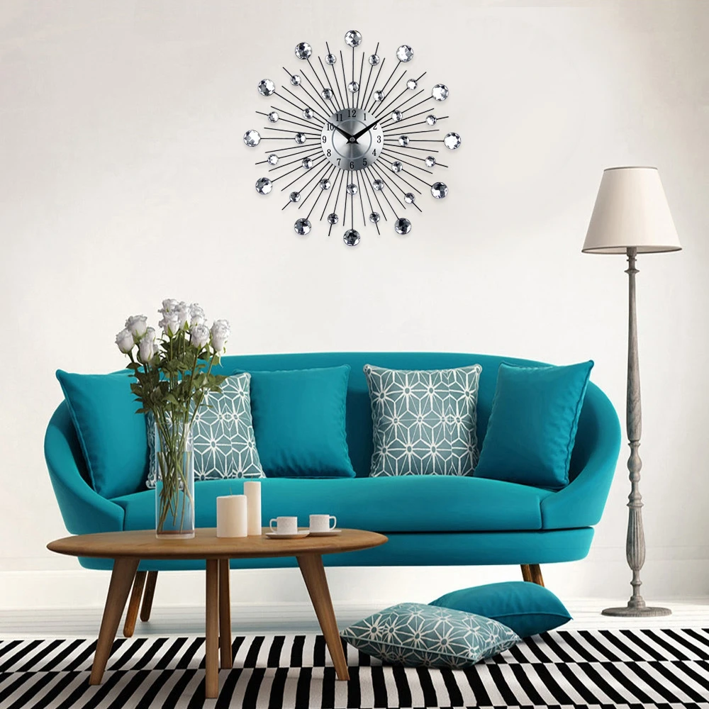 Настенные часы в стиле ретро металлические настенные с серебристыми кристаллами