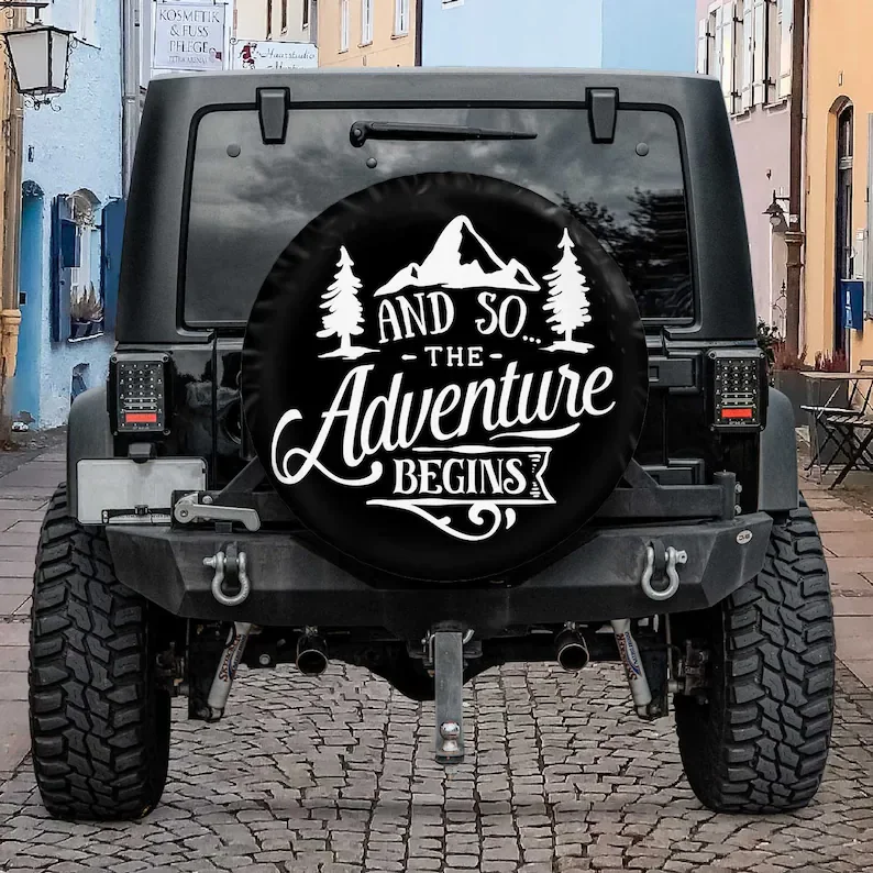 

And So The Adventure Begins Halloween Gift, Spare Tire Cover For Car, Personalized Tire Cover, Gift For Car Lover