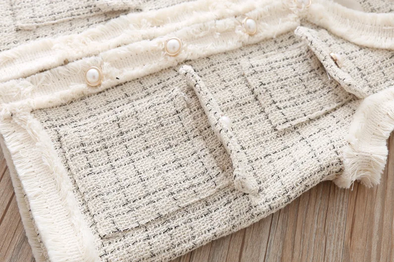 Модный костюм для девочек подростков комплект одежды малышей клетчатый жилет и