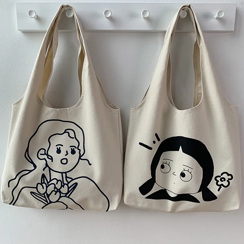 

INS Canvas Tote Bag Purses Handbags for Women Shopper Cute Designer Shoulder Bag Japanese Style Peach Print Eco Bag Jelly Bag