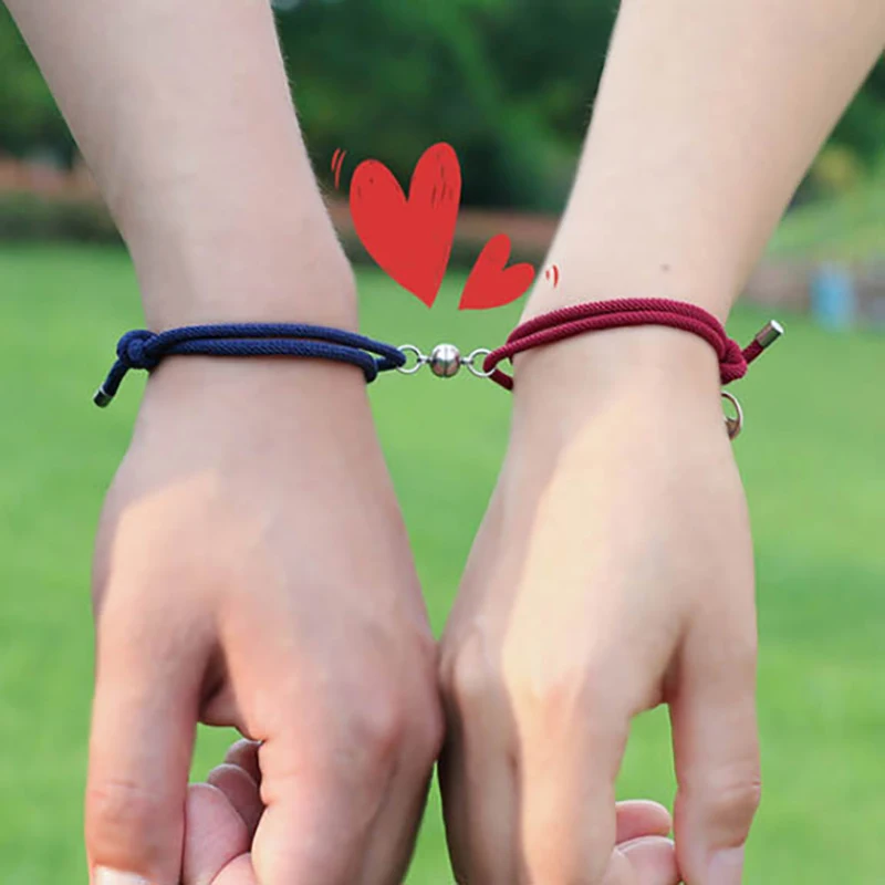 

2pcs Couple Magnets Attract Each Other Creative Personality Couple Bracelet Gifts