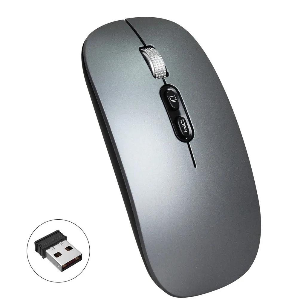 Перезаряжаемая беспроводная мышь 2 4G металлическая Бесшумная оптическая для